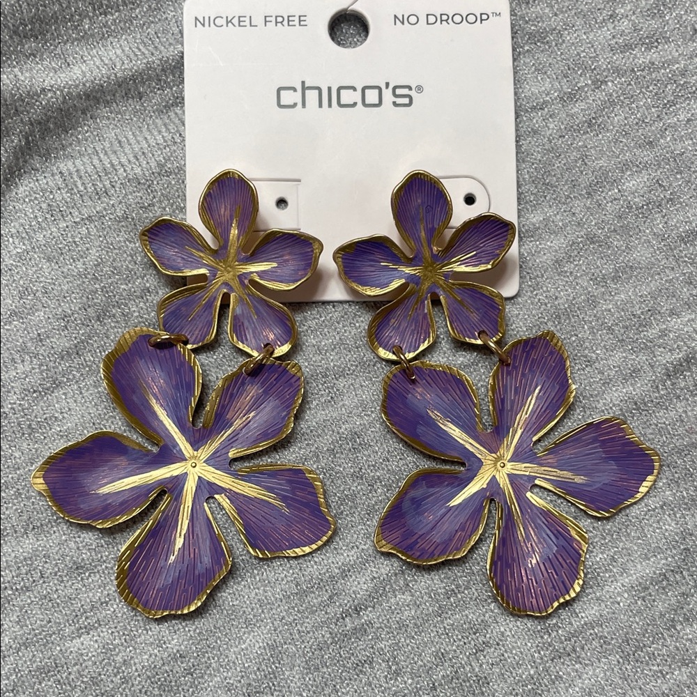 Chico's Vibrant Purple and Gold Earrings
